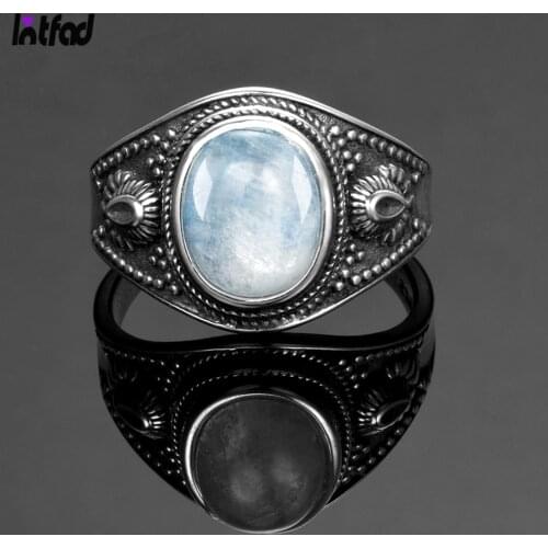 S925 Sterling Silver Ring Natural Moonstone Rings for Women Men Fine Jewelry Party Wedding Gifts Luxury Finger Ring
