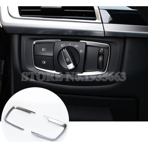 ABS Inner Headlight Switch Button Cover Trim For BMW X5 F15 2014-2018 X6 F16 2015-2018 2pcs Car Accessories Interior Car Decor