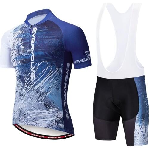 Summer Mens City Outdoor Bike Riding Training Short Sleeve Shirt Moisture Absorbing Blue Brace Set