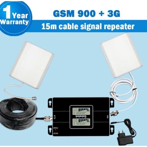 Lintratek 2G 900MHz 2100MHz(Band 1) 3G Dual Band Signal Booster Amplifier 3G Repeater WCDMA 65dB Mobile Cellular Repetidor S37