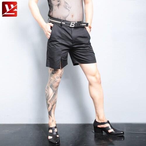 Mens Versatile Fashion Loose Beach Straight-leg Pants Casual Thin Non-stretch Shorts Sexy Plus Size Cool Male Stage Wear Gay