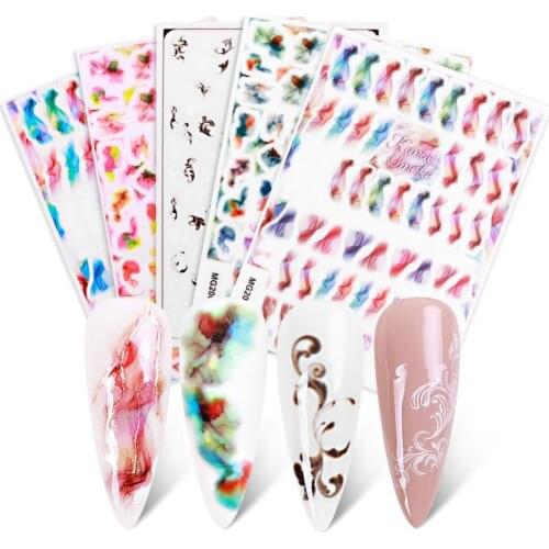 5Pcs/Set Nail Stickers Self-Adhesive Thin Blooming Flowers Nail Stickers Nails Decoration Accessories наклейки на ногти