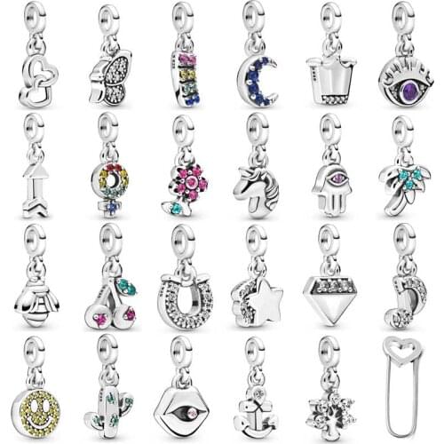 Original Me Safety Pin With Love Heart Brooch Pendant Bead Fit Europe Bracelet 925 Sterling Silver Charm DIY Jewelry