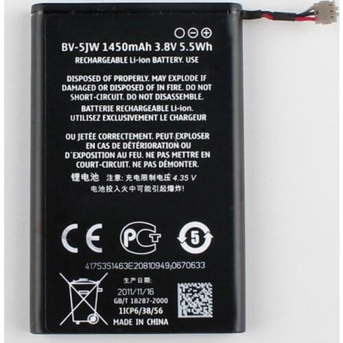 Original BV-5JW phone battery for Nokia Lumia 800 800C N9 N9-00 BV5JW 1450mAh
