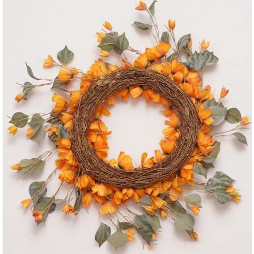 2021 Autumn Wreath Artificial Gesang Floral Wreath for Front Door Hanging Patio Home Decor Halloween Thanksgiving Garland
