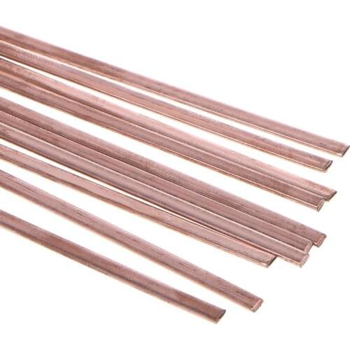 10pcs 1.2X3.2X500mm Flat Silver Electrode Low Temperature Phosphor Copper Welding Rods HL201 Selffluxing Brazing Alloy Soldering
