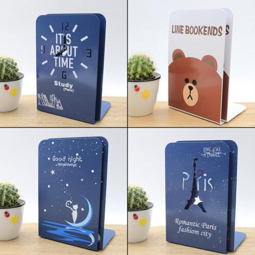 Simple Style Metal Bookends Book Holder L-shaped Desk Organizer Desktop Book Holder School Stationery Office Supplies