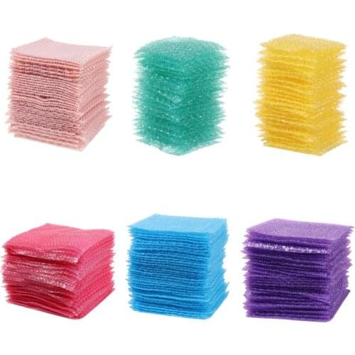 50Pcs Colorful Transprent Bubble Bags Packing Wrap Envelope Film Bubble Foam Packing Bags Double Shockproof Cushioning Bag