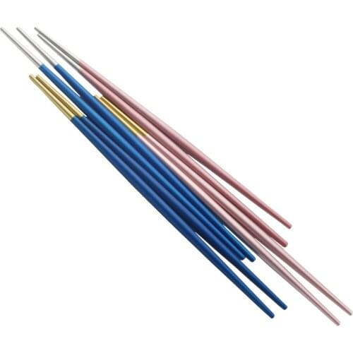 Low Key Minimalist 1 Pair of Stainless Steel Set Oval Shape Chopsticks Sushi Hash Colorful Chinese Style Japanese Chopsticks Set