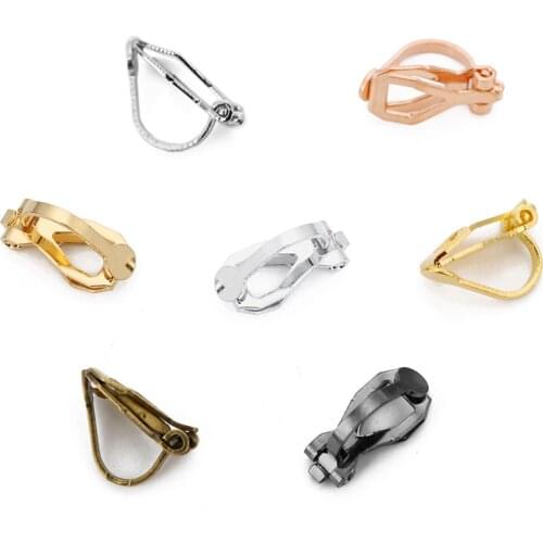 50pcs/lot 12mm Copper Gold Silver Color NO Piercing Earrings Clips Blank Base Settings Craft for DIY Ear Jewelry Making