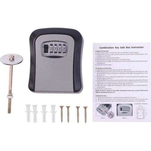 Key Safe Box MetalKey Lock Box Wall Mounted Aluminum alloy Weatherproof 4 Digit Combination Key Storage Lock Box dropshipping