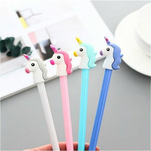 1pcs Unicorn Ballpoint Pen School Stationeries School Supplies Lovely Kawaii Cute Beautiful Colour Office Black 0.5mm