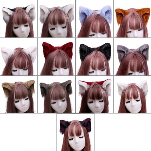 Sweet Lovely Furry Animal Beast Ears Hair Clips Anime Lolita Wolf Cat Cosplay Plush Hairpins Halloween Party Costume