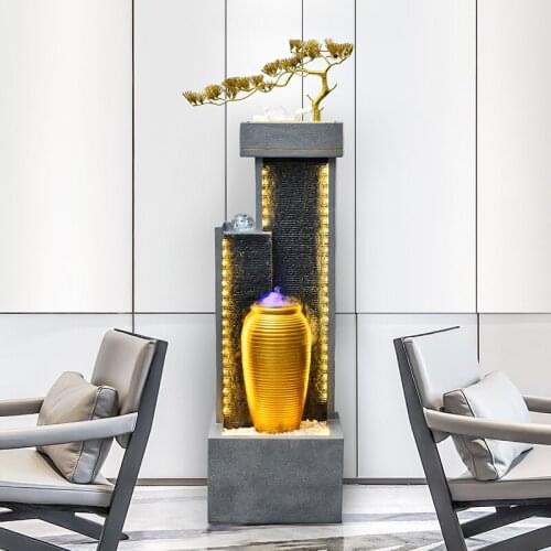 TT Modern Simple Loop Water Fountain Floor Ornaments Home Living Room Hallway Decoration Gift