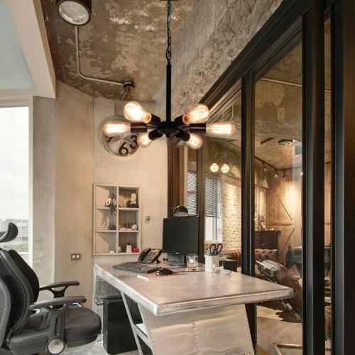Retro Vintage Loft Industrial Style Decoration Edison Wrought Iron Restaurant Bar Bedroom Kitchen Satellite LED Chandelier