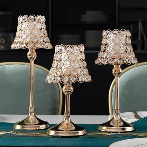 Gold Cylinder Crystal Tealight Candle Holder Home Garden Centerpiece Decoration Lamp Tealight Holder and Stand Decor