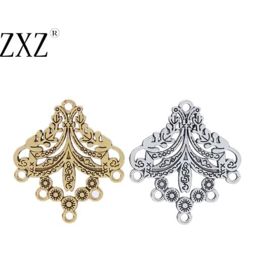 ZXZ 10pcs Antique Gold Earring Chandelier Connectors Charms Pendants Double Sided Jewelry Findings 33x29mm