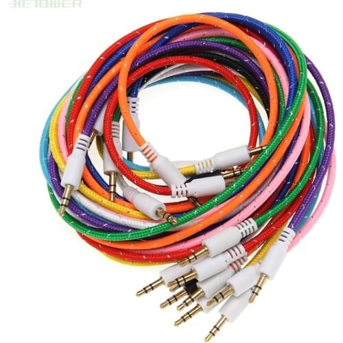 1M Nylon Aux Cable 3.5mm Male to Male Jack Auto Car Audio Cable Gold Plated Plug Line Cord For iphone Xiaomi Speaker 300pcs/lot