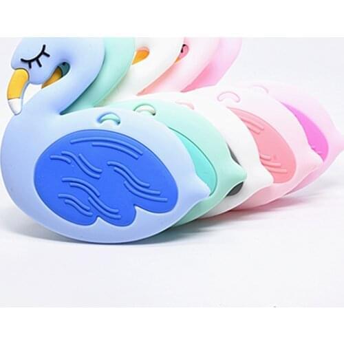 1 PC Flaming Bird Teether BPA Free DIY Baby Teething Necklace Food Grade Flamingo Silicone Swan Teether Molar Toy Teether Gifts