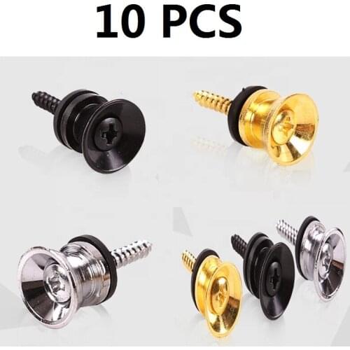 10pcs Guitar Strap Lock Pins Peg Metal Black/Silver for Acoustic Electric Guitar Ukulele Bass
