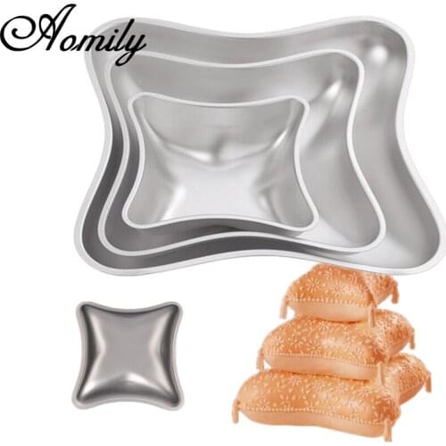 Amoliy 3 Layer Cake Mold 3pcs Pillow Shape Cake Aluminum Mold Fondant Cake Decorating Molds Cake Decorating Tools Baking Tool