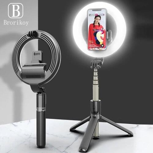 3 in 1 Wireless Bluetooth Selfie Stick Foldable Handheld Remote Shutter Tripod With LED Ring Photography Light For iPhone 12 11