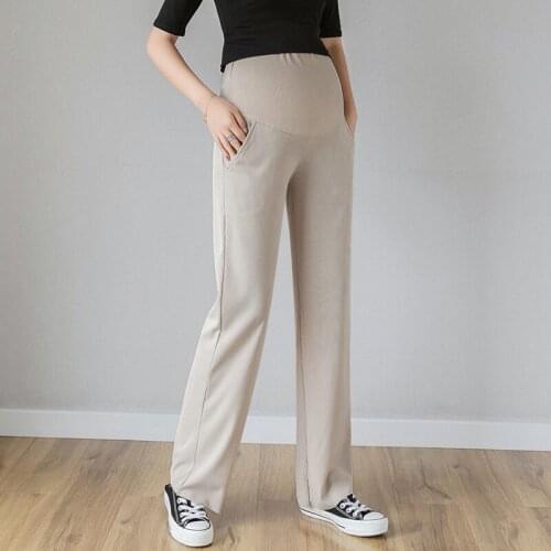 High Waist Belly Pant Maternity Legging Pant 2020 Spring Ice Silk Loose Pregnant Women Pant Trousers Pregnancy Clothes Plus Size