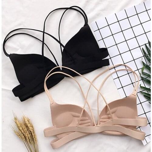 Women Back Beautify Ladies Front Closure Wire Free Fashion Bra Sexy Padded Lingerie Bralette Gather Push Up