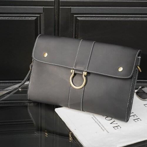 Mens Cluth Bag Soft Leahter Handbags Men Shoulder Messenger Bag Business Cluth Purses Travel Crossbody Bags Envelope Tote Black