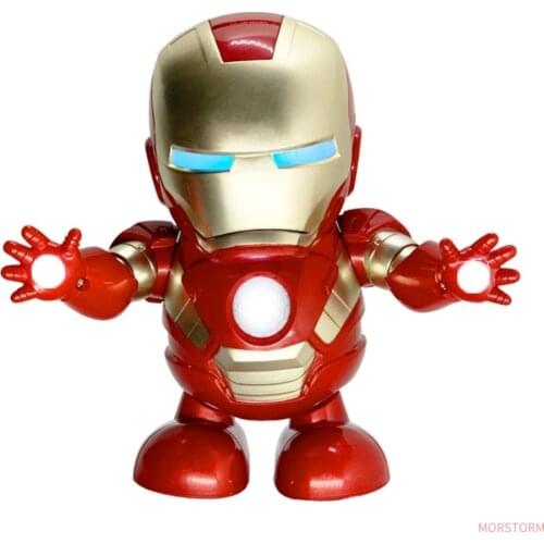 Electronic Robot Kids Gift Marvel Avengers Iron Man Toys LED Light Music Dancing Super Heroes