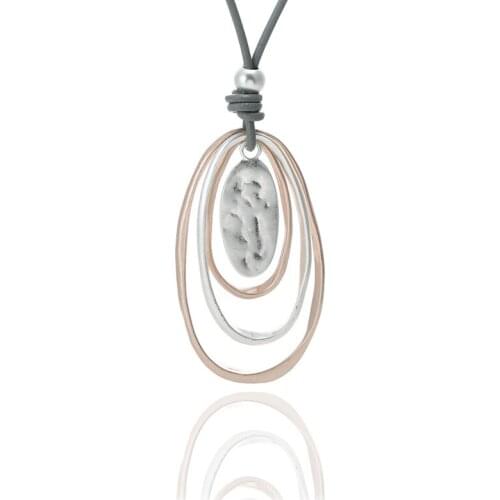 ELOHYI Long Necklace Multilevel Double Plated Vintage Statement Geometric Pendants Women Fashion Jewelry Mujer Kolye Jewelry