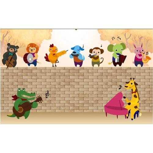 Custom mural 3d wall mural on the wall Animal concert childrens room brick wall home decor photo wallpaper for walls 3 d