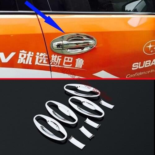 ABS Chrome Door Handle Bowl Cover Cup Trim Molding Garnish For Subaru XV 2011-2015