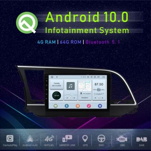 JSTMAX 9" Android 10.0 Car GPS Player For Hyundai Elantra 2016 2017+ Multimedia Radio Player
