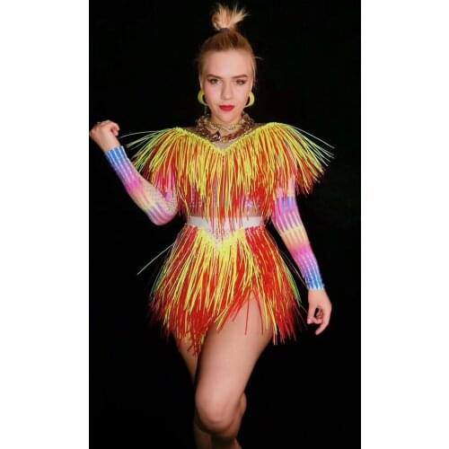 Colorful Dance Costume Women Singer Stage Wear Outfit Nightclub Show Leotard Party Colorful Bodysuit Performance Clothes