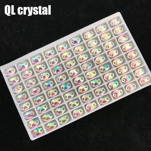 QL crystal Glass Crystal Navette Sew on Rhinestones Colors AB Crystal Flatbck Marquise for DIY garment bags shoes wedding veil