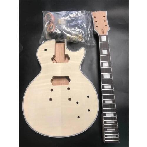 Best New DIY LP style Guitar Mahogany Body Unfinished Electric Guitar Kit all parts