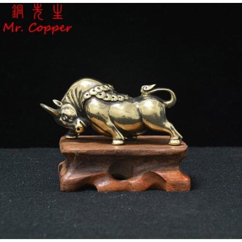 Brass Coins Bullfighting Figurines Miniatures Lucky Table Decorations Crafts Ornaments Copper Animal Bull Statues Home Decors