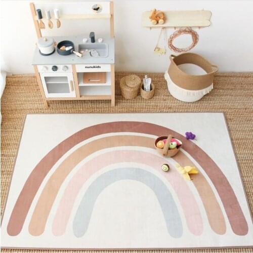 Cute Rainbow Carpet Crawling Mat Soft Carpets For Bedroom Living Room Anti-slip Floor Mats Kids Room Carpet Rugs Slide Mat