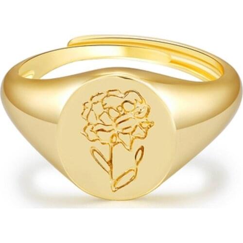 Fashion Simple Printing Ring Gold Color Adjustable Ring Bride Engagement Party Wedding Ring Jewelry Valentines Day Gift