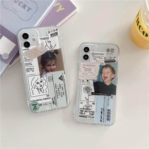 Cartoon Cute Boy and Girl Pattern Phone Cases for iPhone 12 Funny Label Design Covers for iPhone 11/7/8/X/XR/XS/MAX Shells