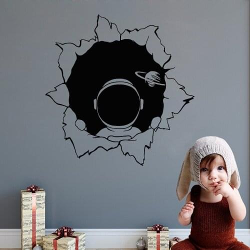 Cartoon Spaceman Wall Sticker Home Decoration Art Mural For Boys Kids Bedroom Removable Window Decal M0046