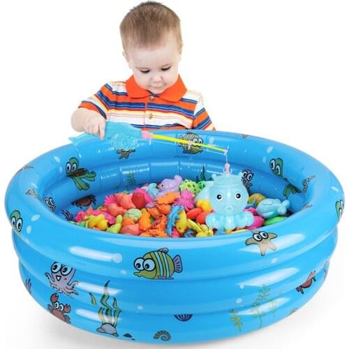 New Boy girl fishing toy set suit magnetic play water baby toys fish square hot gift for Children kids