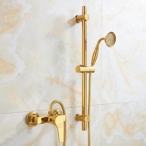 Bathroom Bathtub Shower Faucet Set Hot and Cold Water Gold Brass Wall Mounted Mixer Shower Set Taps Shower Crane Torneiras