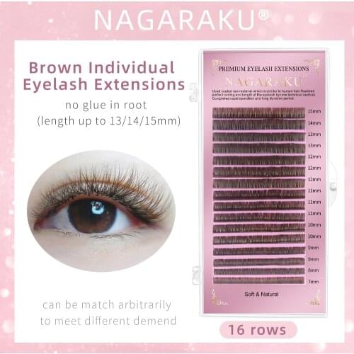 NAGARAKU High Quality 7-15mm Mix Brown Eyelash Mink Lash False Eyelash Faux Individual Eyelashes Cilia Lashes Eyelash Extension