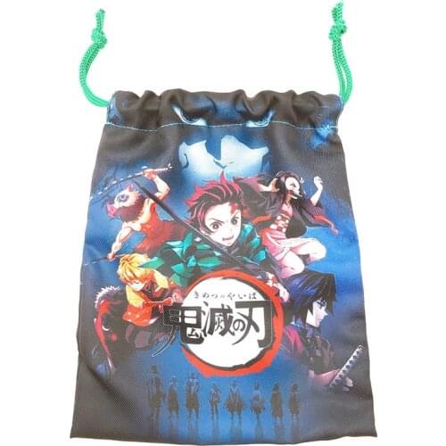 Newest Demon Slayer Cloth Bag Cute Accessories Printing Clothing Storage Tanjirou Travel Blessing Bag Drawstring Pocket Gifts