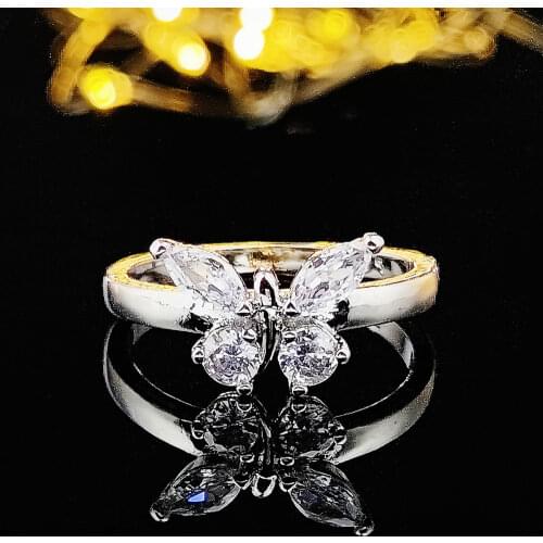 2021 New Trendy Butterfly 925 Sterling Silver Fashion Ring for Women Party Gift Jewelry Bulk Sell R6205