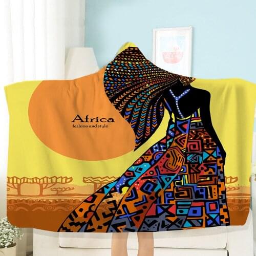 New National Style Printed Blanket Single and Double Size Hooded Blanket Wearable Blanket Travel Picnic Woollen Blanket