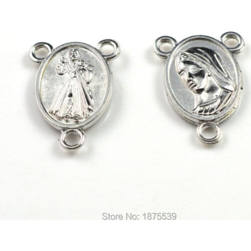 One side Jesus mercy another side mary alloy rosary centerpiece