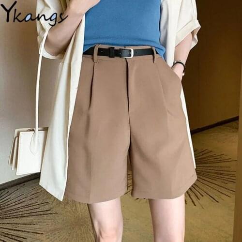 Office Slim Women Suit Shorts Summer Thin Breathable Ladies High Waist Shorts Casual Campus Style Loose Sports Five-point Pants